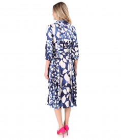 Viscose shirt-type dress printed with geometric motifs