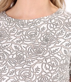 Elastic viscose jersey blouse printed with floral motifs