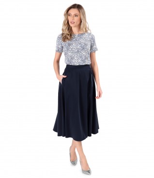 Elegant outfit with skirt and blouse made of viscose jersey