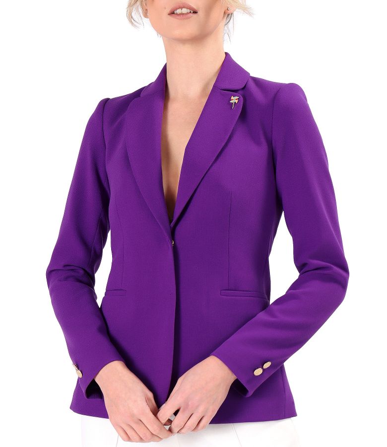 Office jacket made of elastic fabric with decorative pin