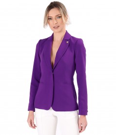 Office jacket made of elastic fabric with decorative pin