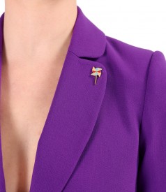 Office jacket made of elastic fabric with decorative pin