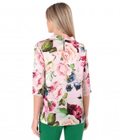 Digitally printed natural silk blouse