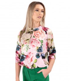 Digitally printed natural silk blouse