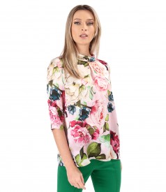 Digitally printed natural silk blouse