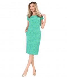 Brocade midi dress with cotton and viscose