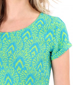 Brocade midi dress with cotton and viscose