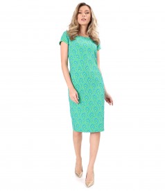 Brocade midi dress with cotton and viscose