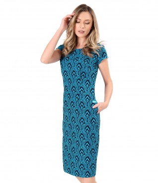 Brocade midi dress with cotton and viscose