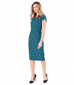 Brocade midi dress with cotton and viscose