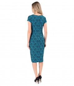 Brocade midi dress with cotton and viscose