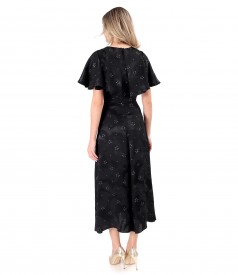 Elegant viscose dress with effect thread and floral motifs