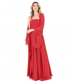 Long evening dress with veil bodice