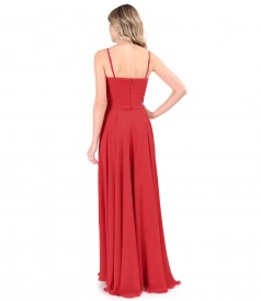 Long evening dress with veil bodice