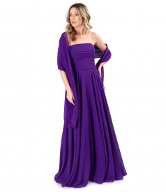 Long evening dress with veil bodice