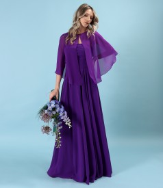 Long evening dress with veil bodice