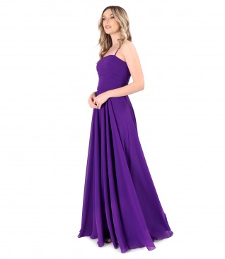 Long evening dress with veil bodice