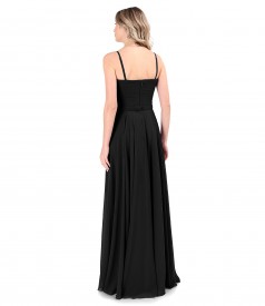 Long evening dress with veil bodice