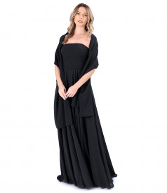 Long evening dress with veil bodice