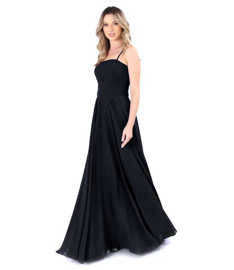 Long evening dress with veil bodice