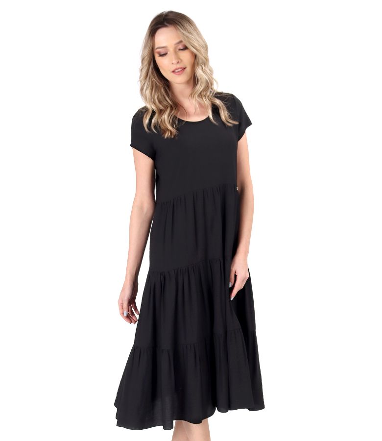 Viscose midi dress with ruffles