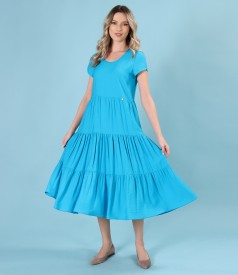 Viscose midi dress with ruffles