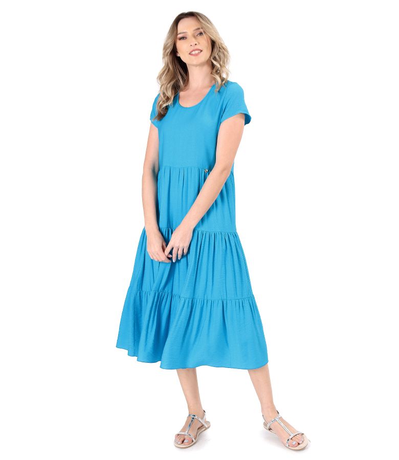 Viscose midi dress with ruffles