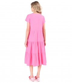 Midi viscose dress with ruffles