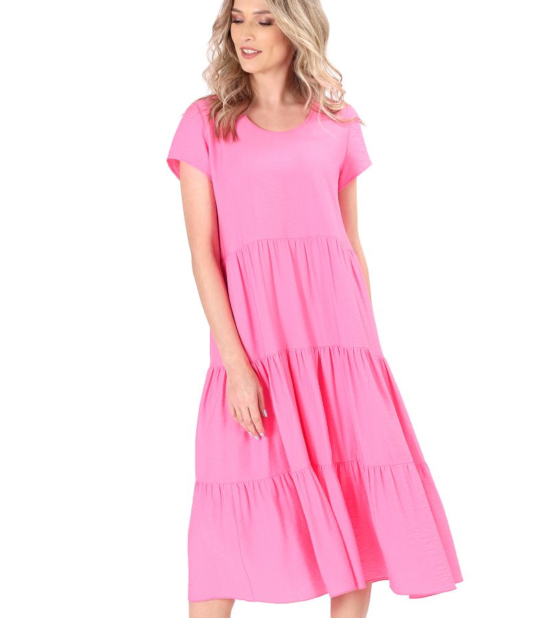 Midi viscose dress with ruffles