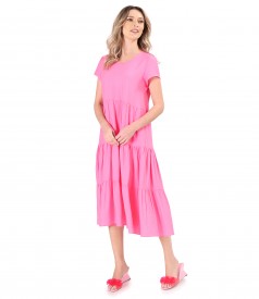 Midi viscose dress with ruffles