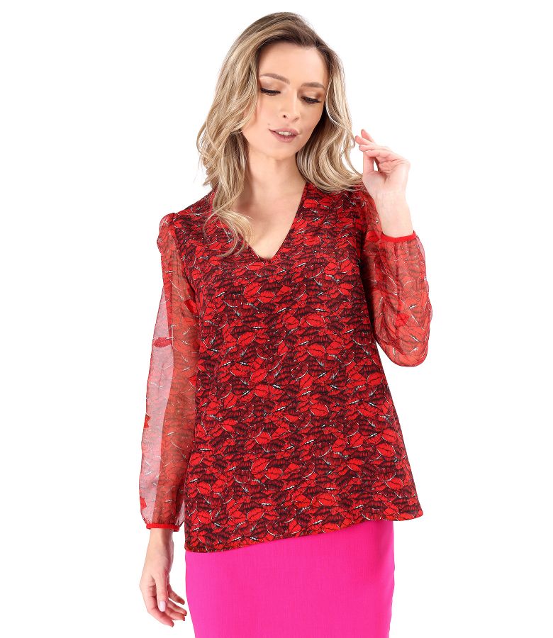 Elegant blouse made of natural silk digitally printed