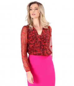 Elegant blouse made of natural silk digitally printed