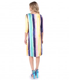 Dress made of natural silk printed with stripes