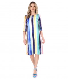 Dress made of natural silk printed with stripes