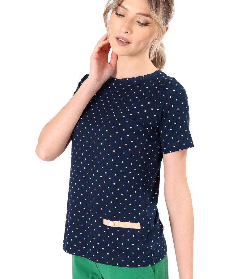 Printed elastic viscose jersey blouse