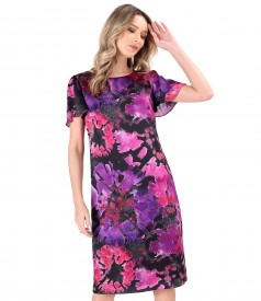 Natural silk dress with short sleeves