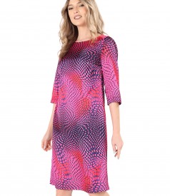 Satin dress printed with geometric motifs