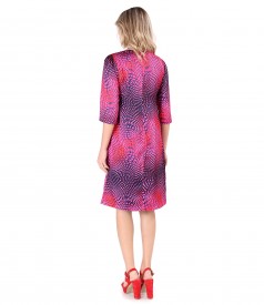 Satin dress printed with geometric motifs