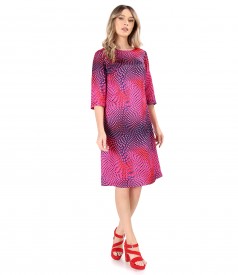 Satin dress printed with geometric motifs