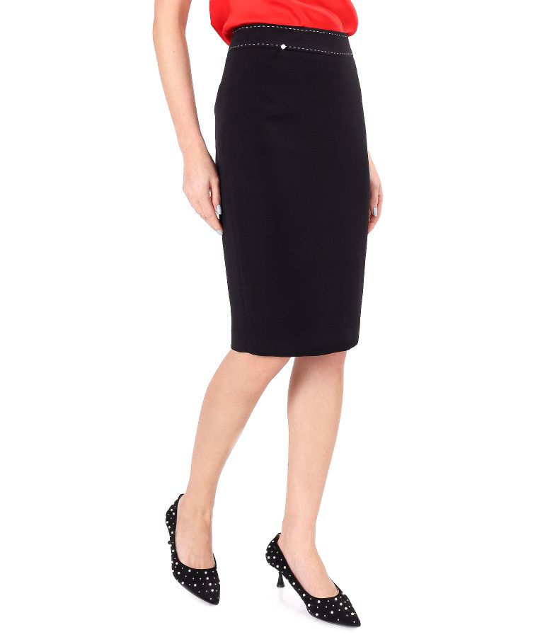 Office skirt with decorative seam in contrast