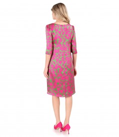 Natural silk dress printed with floral motifs