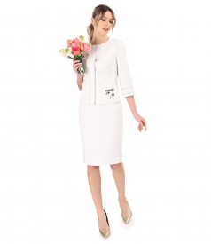 Women suit with jacket and skirt with contrasting decorative seam