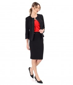 Women suit with jacket and skirt with contrasting decorative seam