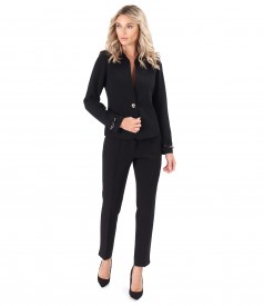 Womens office suit with jacket and pants made of elastic fabric with viscose