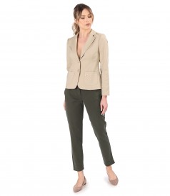 Elastic cotton office jacket with contrasting decorative stitching
