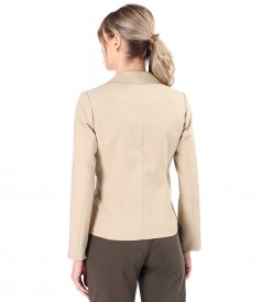 Elastic cotton office jacket with contrasting decorative stitching