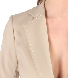 Elastic cotton office jacket with contrasting decorative stitching