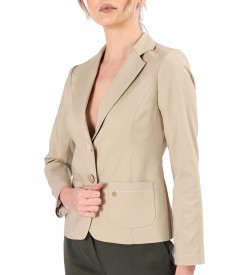 Elastic cotton office jacket with contrasting decorative stitching