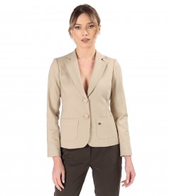 Elastic cotton office jacket with contrasting decorative stitching