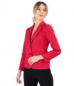 Elastic cotton office jacket with contrasting decorative stitching